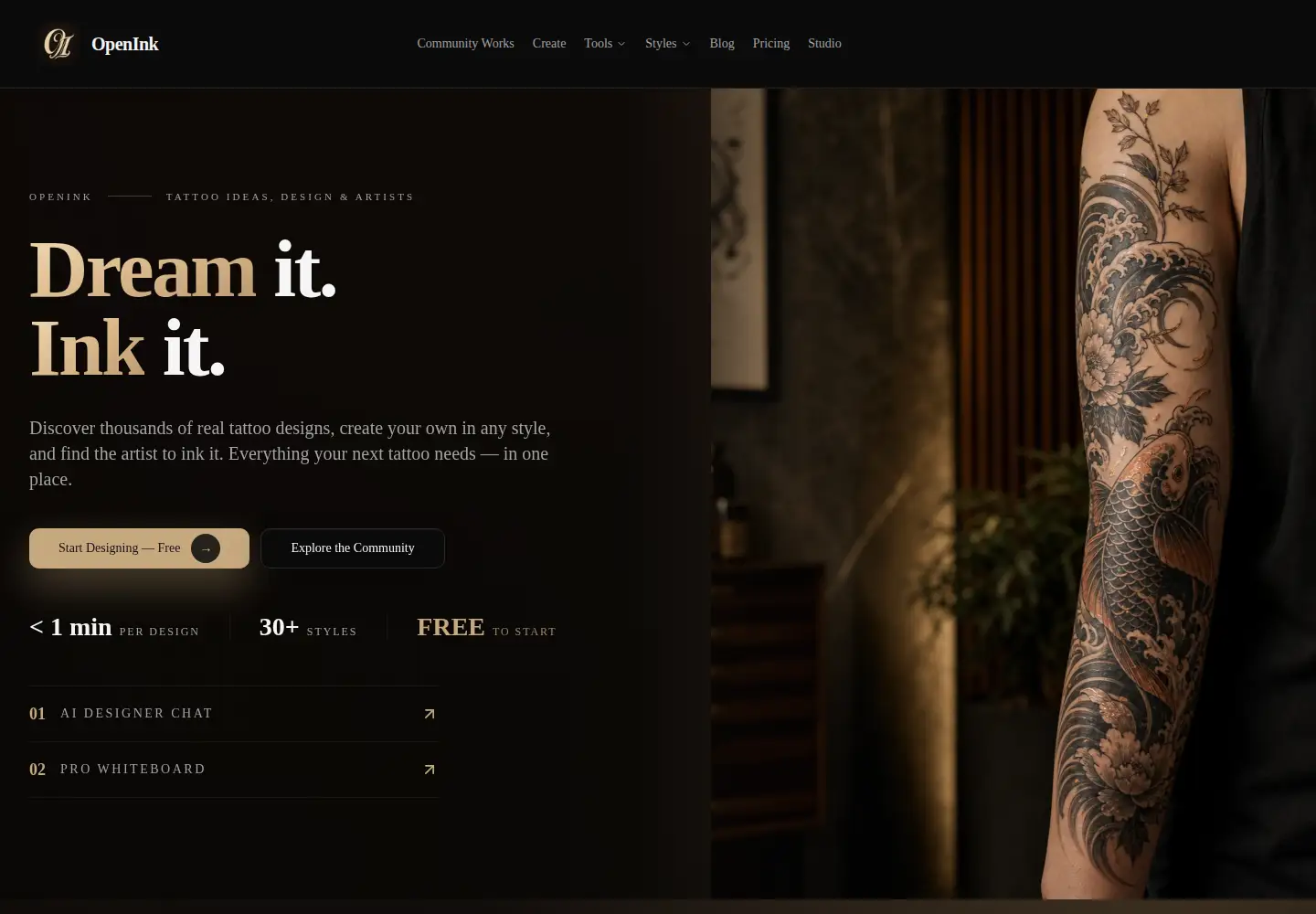 Captured homepage of openink.ai in the current scan