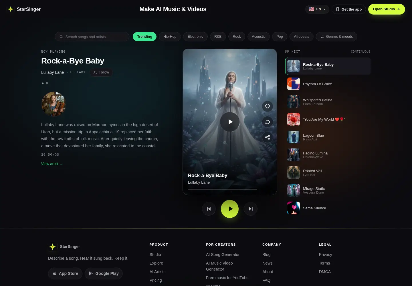 Screenshot of starsinger.ai