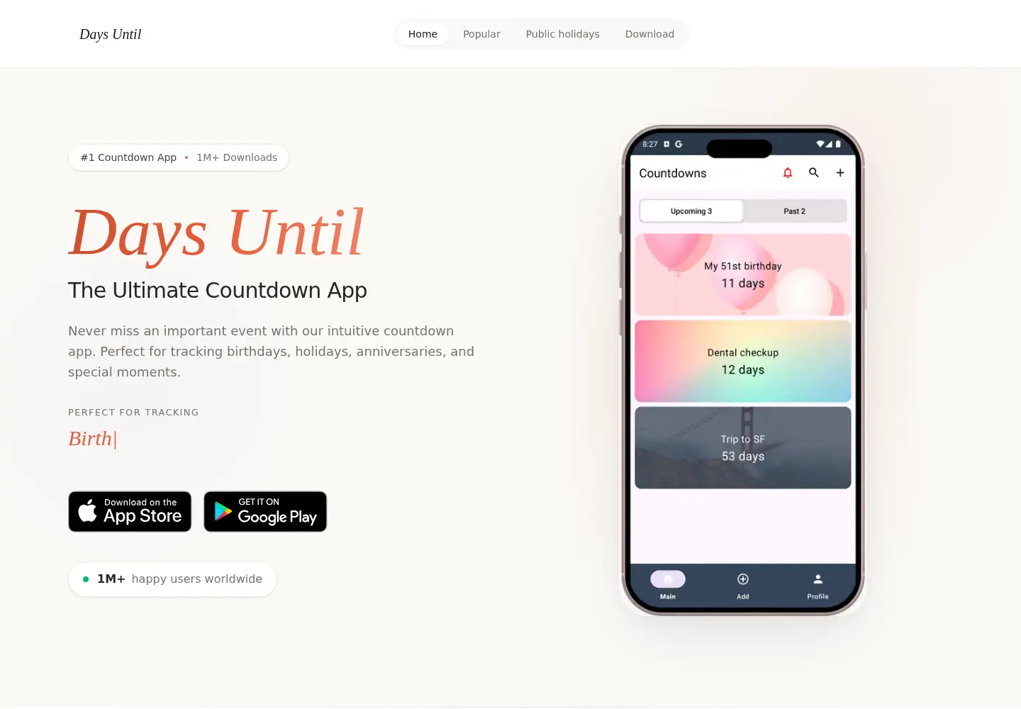 Captured homepage of daysuntil.app in the current scan