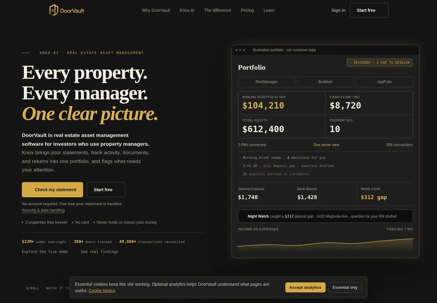 Captured homepage of doorvault.app in the current scan