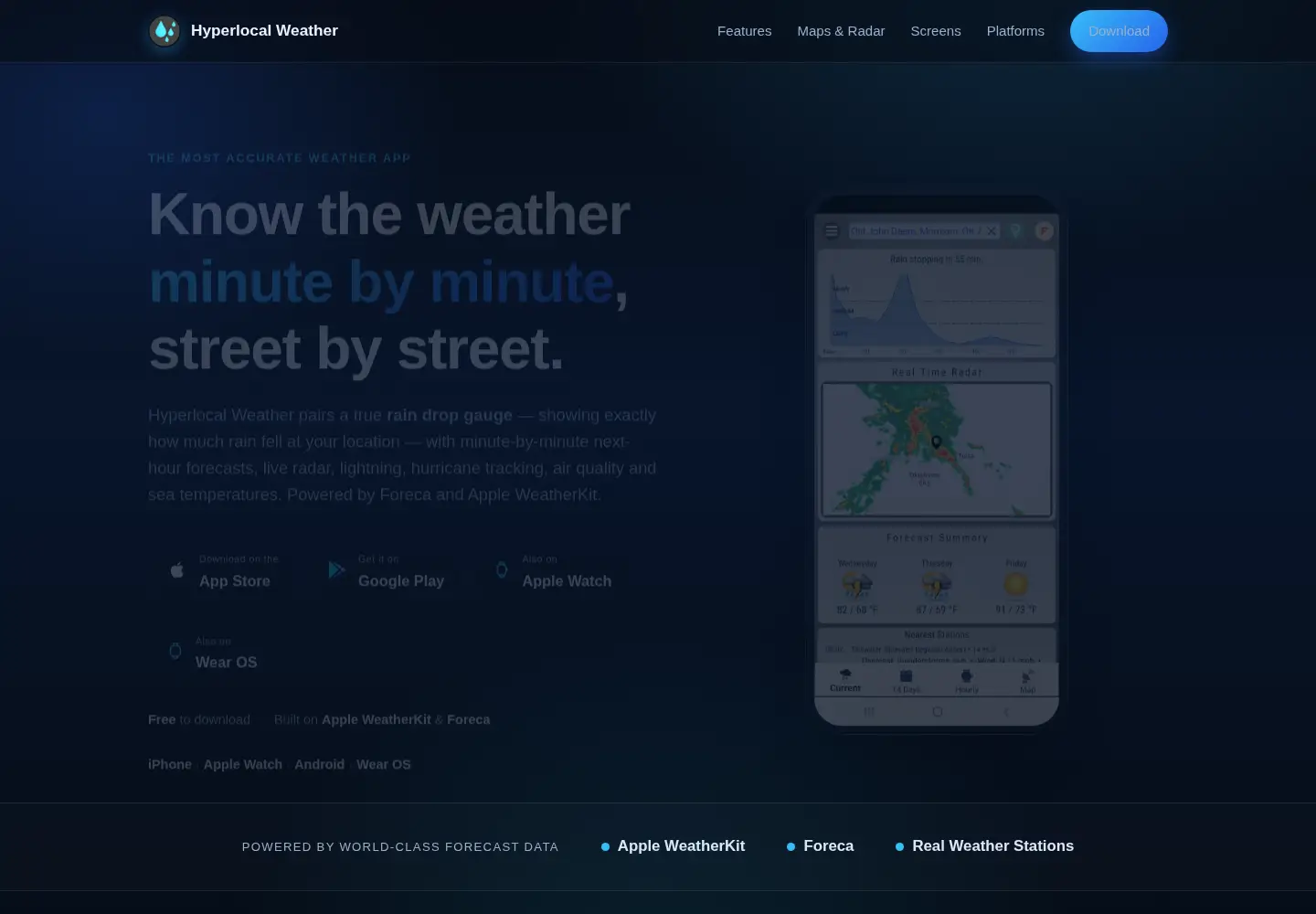 Captured homepage of hyperlocalweather.app in the current scan