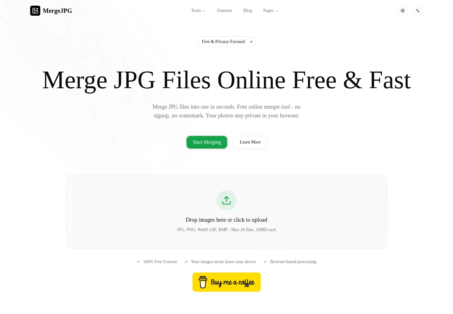 Screenshot of merge-jpg.app