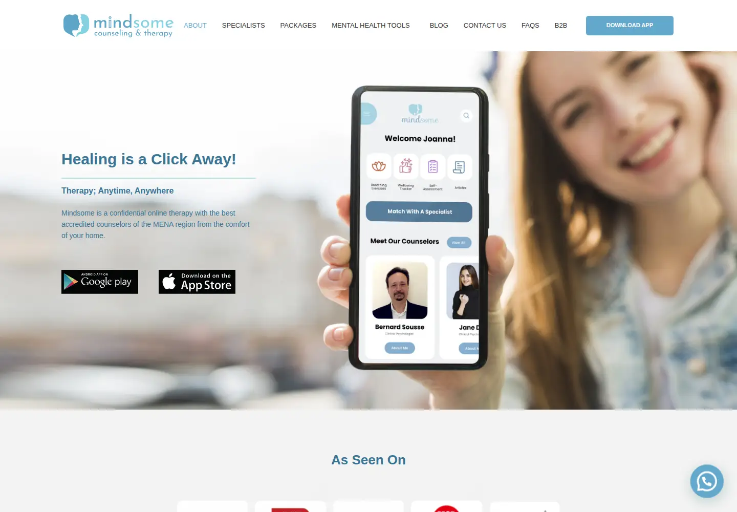 Captured homepage of mindsome.app in the current scan
