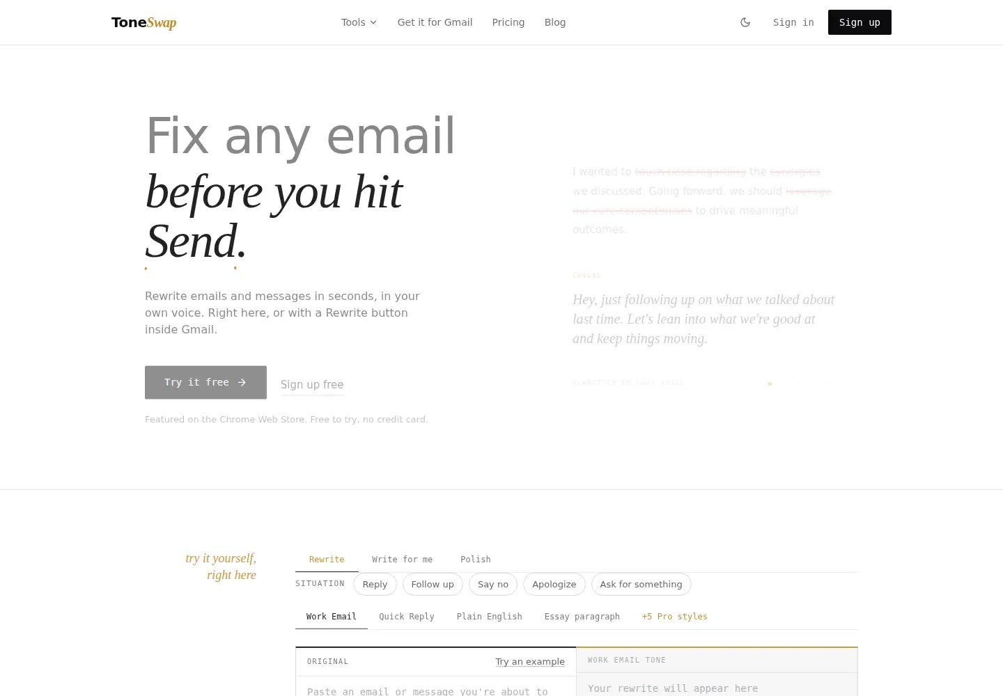 Screenshot of toneswap.app