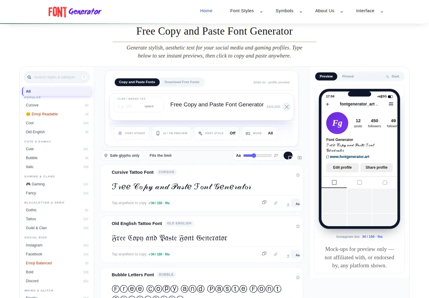 Screenshot of fontgenerator.art