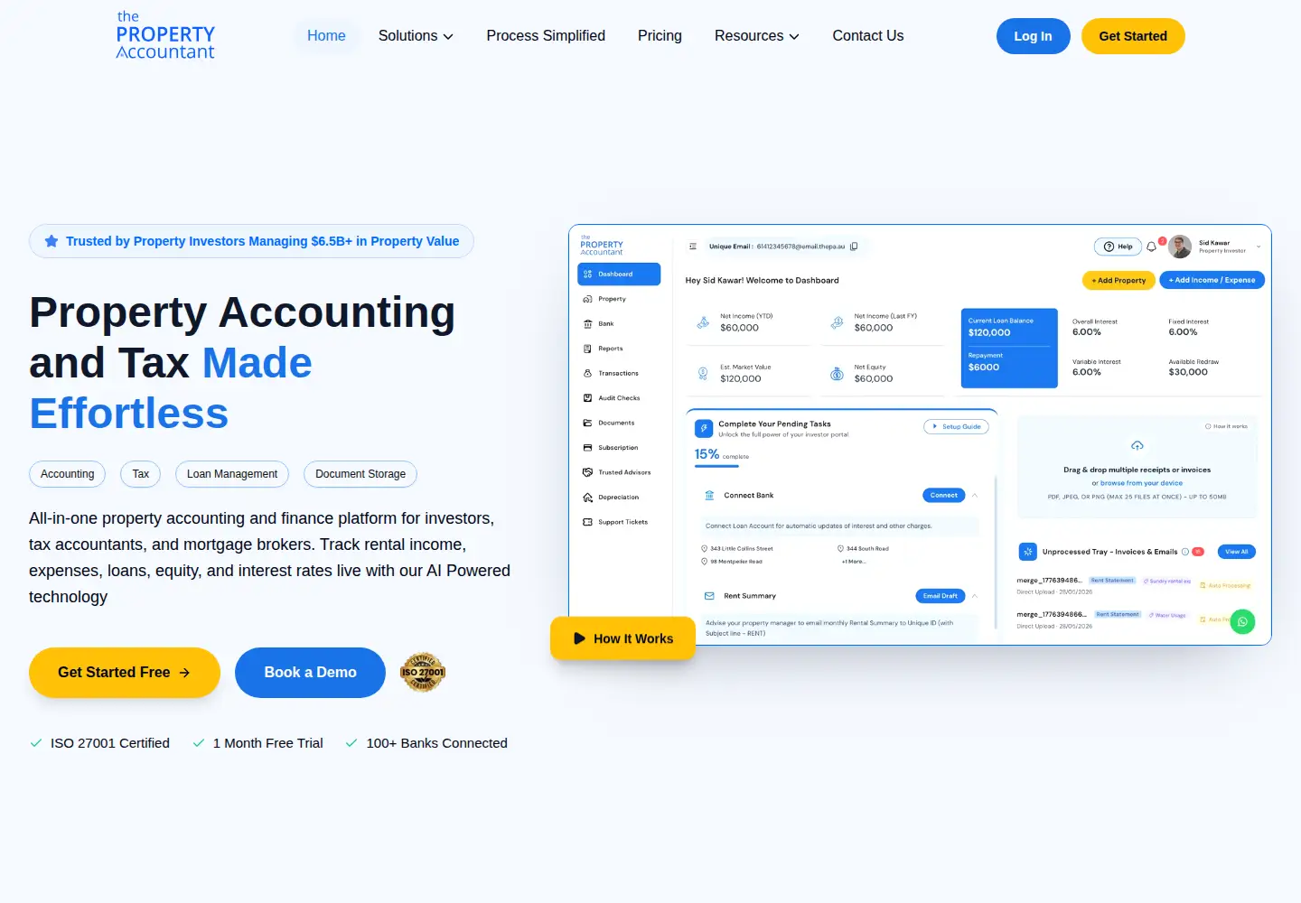 Captured homepage of thepropertyaccountant.com.au in the current scan