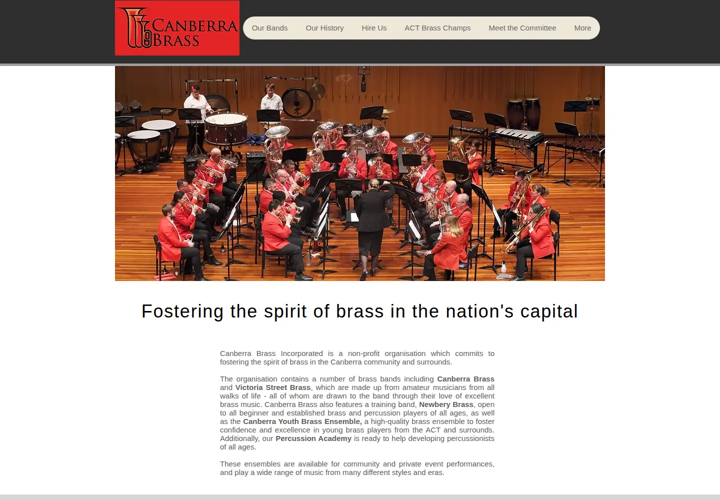 Screenshot of canberrabrass.org.au