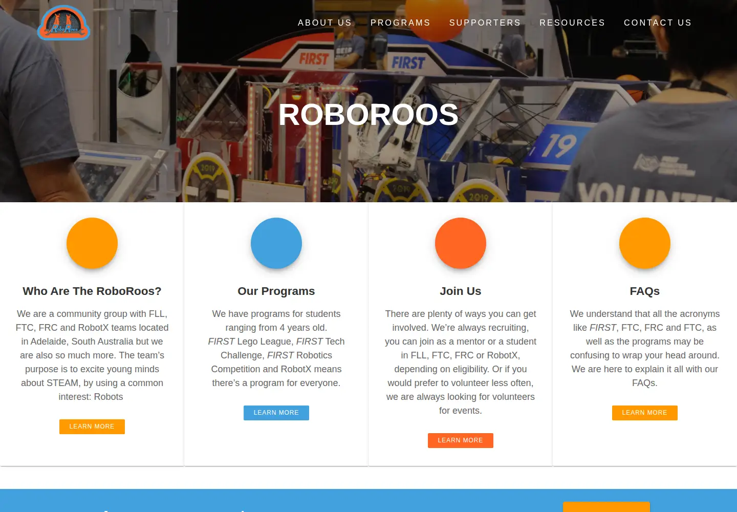 Captured homepage of roboroos.org.au in the current scan