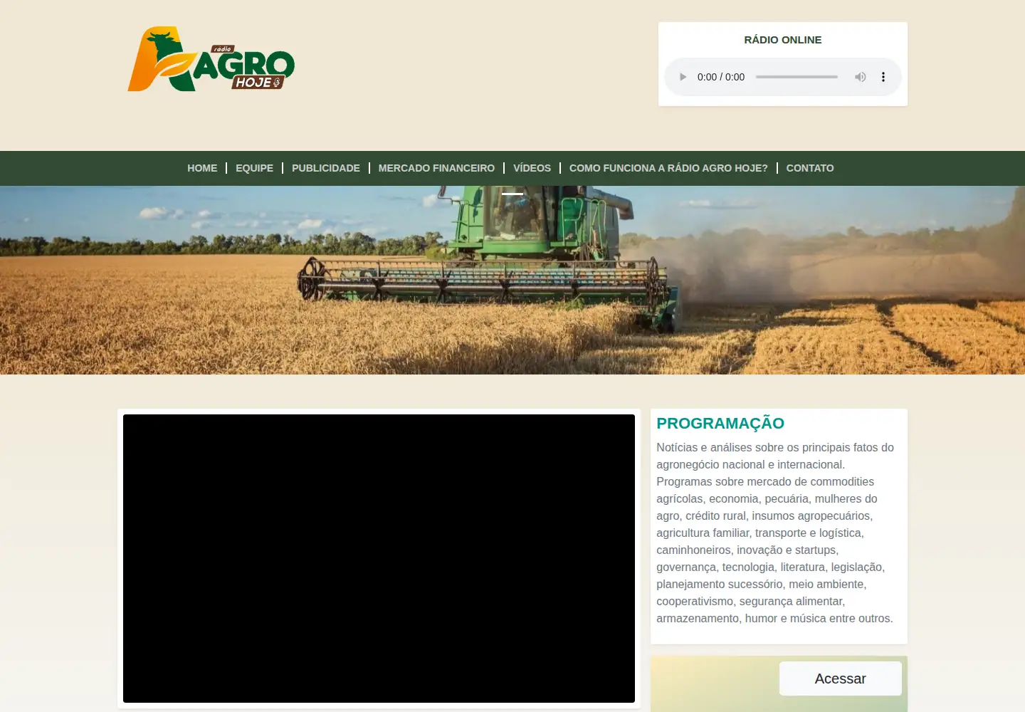 Screenshot of radioagrohoje.com.br