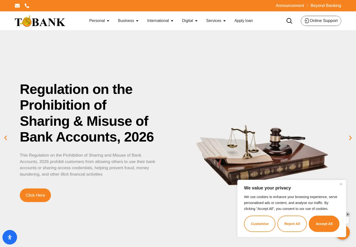 Screenshot of tbank.bt