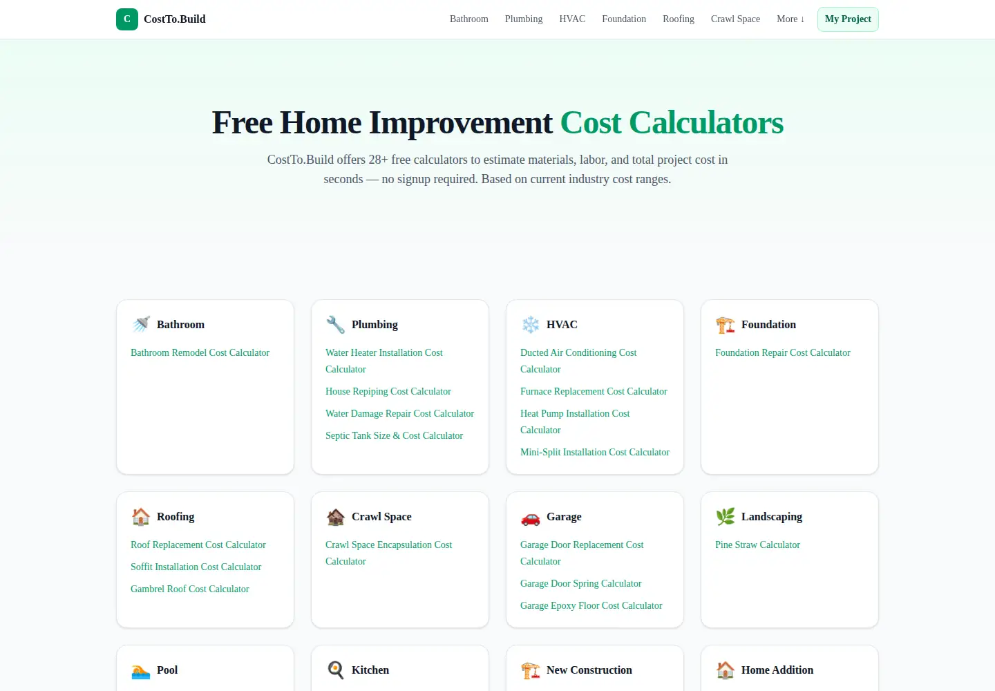 Screenshot of costto.build