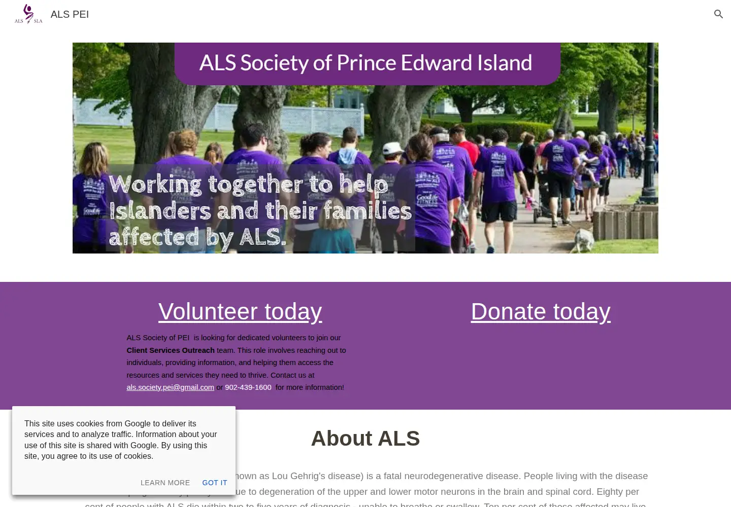 Captured homepage of alspei.ca in the current scan