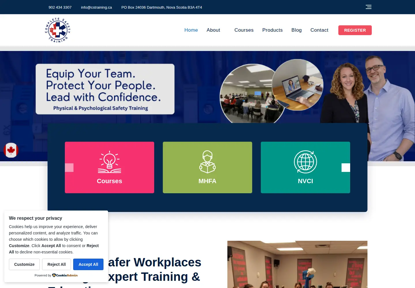 Captured homepage of cstraining.ca in the current scan