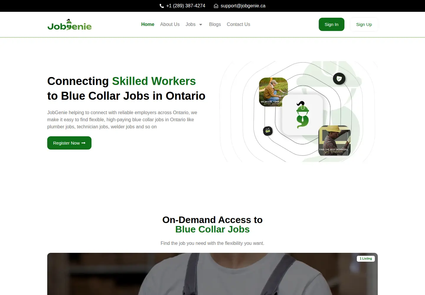 Screenshot of jobgenie.ca
