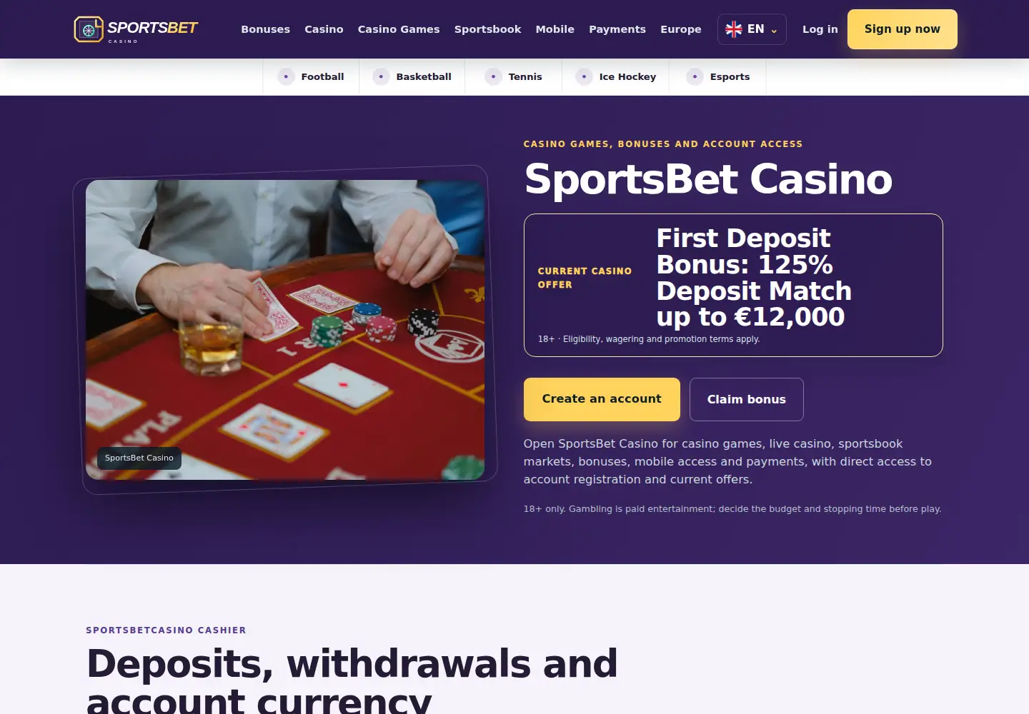Screenshot of sportsbetcasino.eu