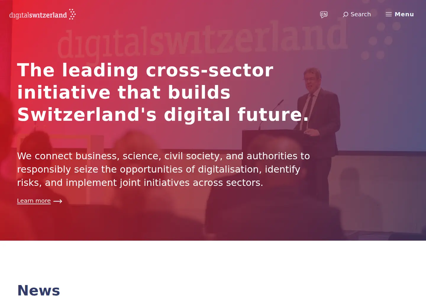 Captured homepage of digitalswitzerland.ch in the current scan