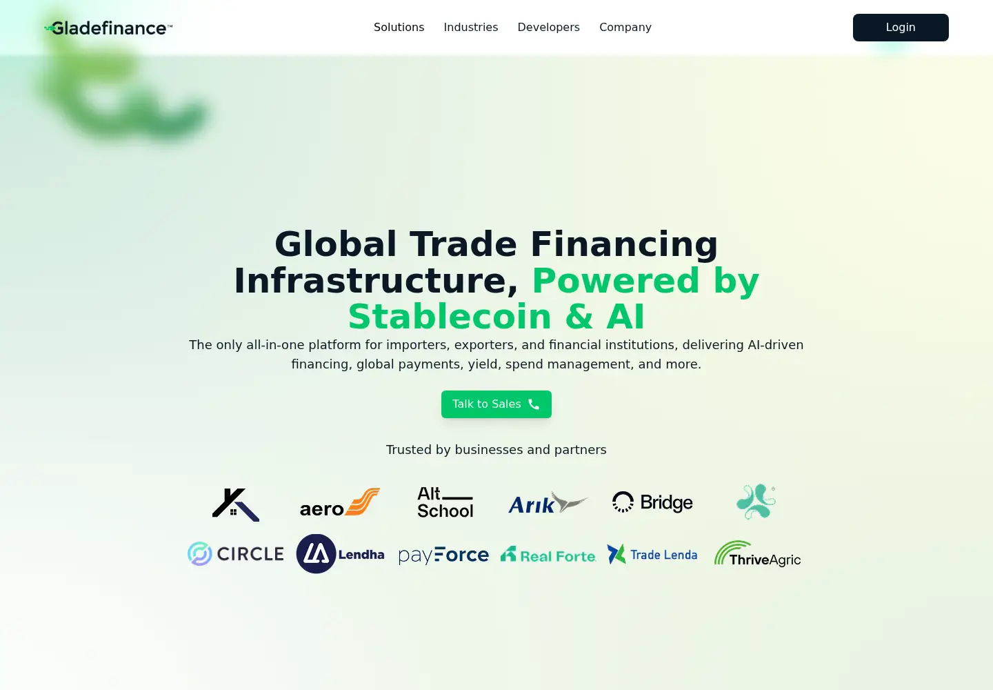 Captured homepage of gladefinance.co in the current scan