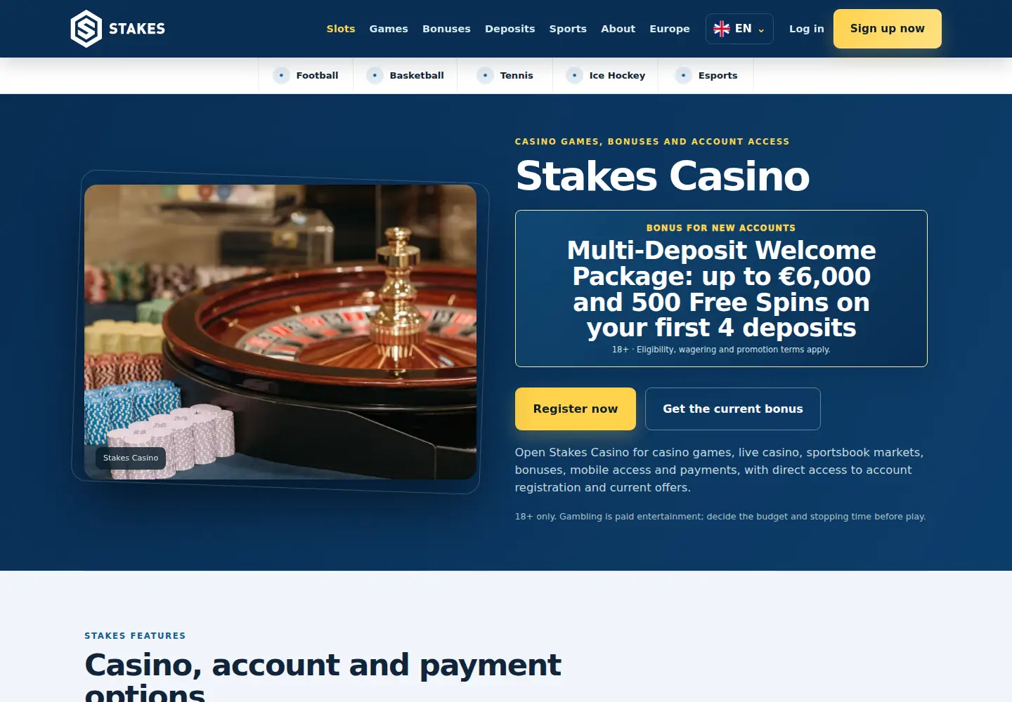 Screenshot of stakes-casino.eu
