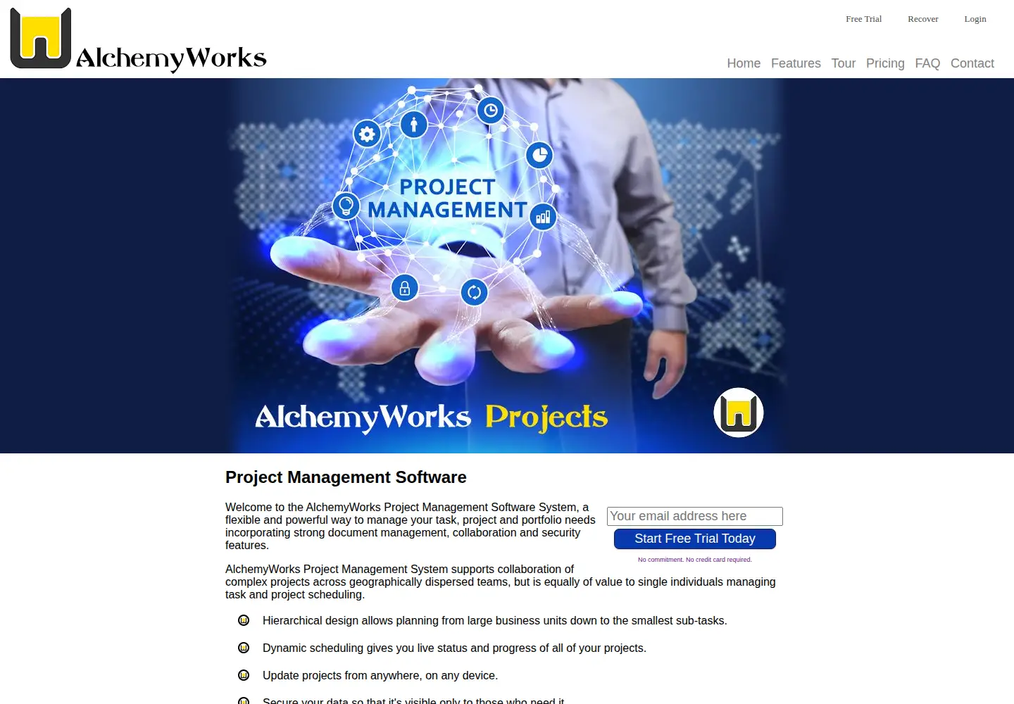 Captured homepage of alchemyworks.com in the current scan
