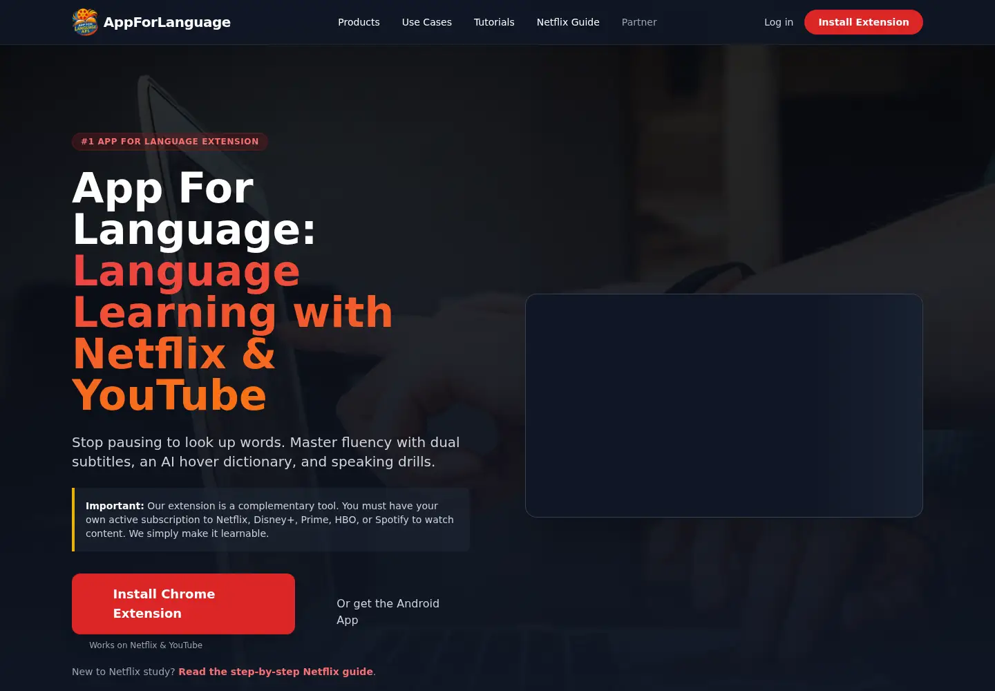 Captured homepage of appforlanguage.com in the current scan