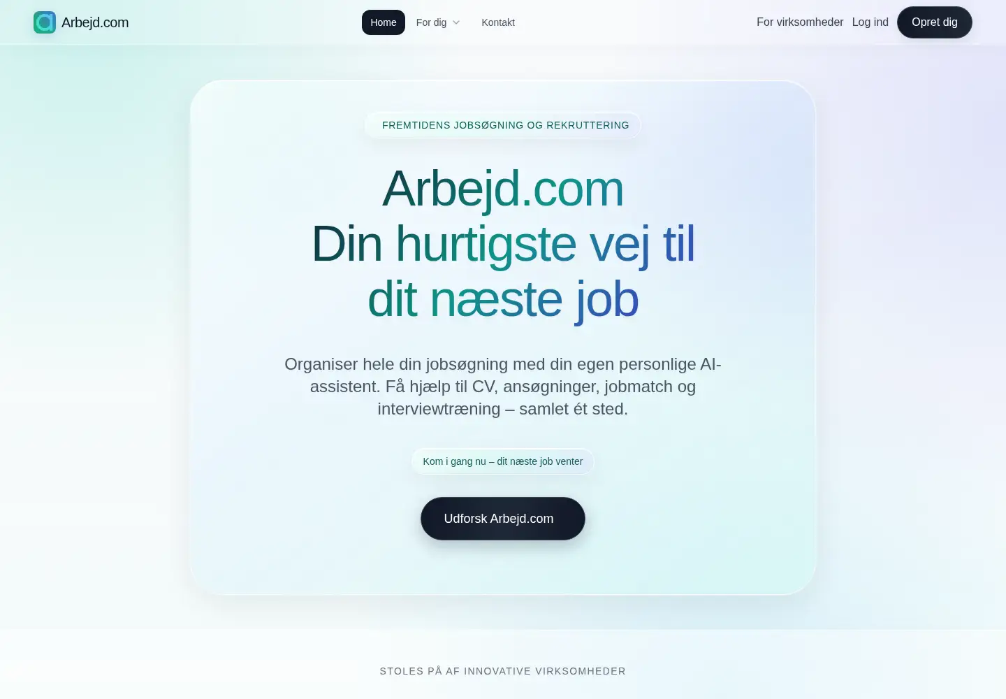 Captured homepage of arbejd.com in the current scan