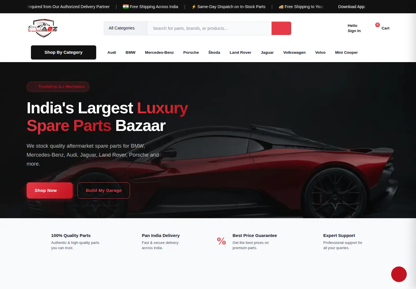 Captured homepage of atozautopartsindia.com in the current scan