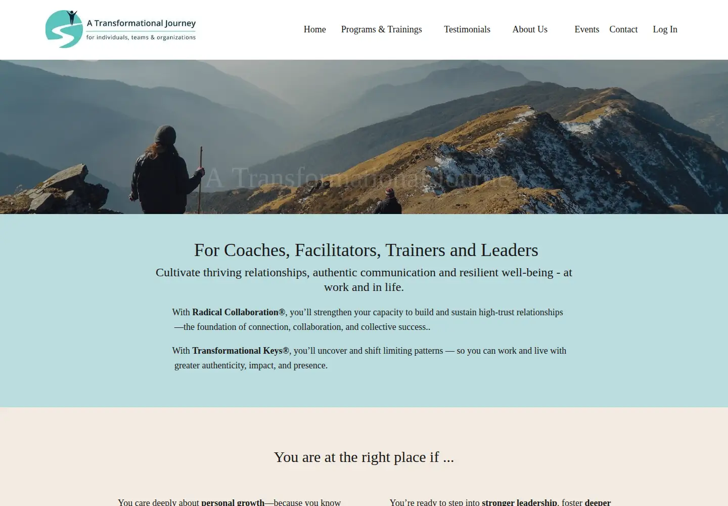 Captured homepage of atransformationaljourney.com in the current scan