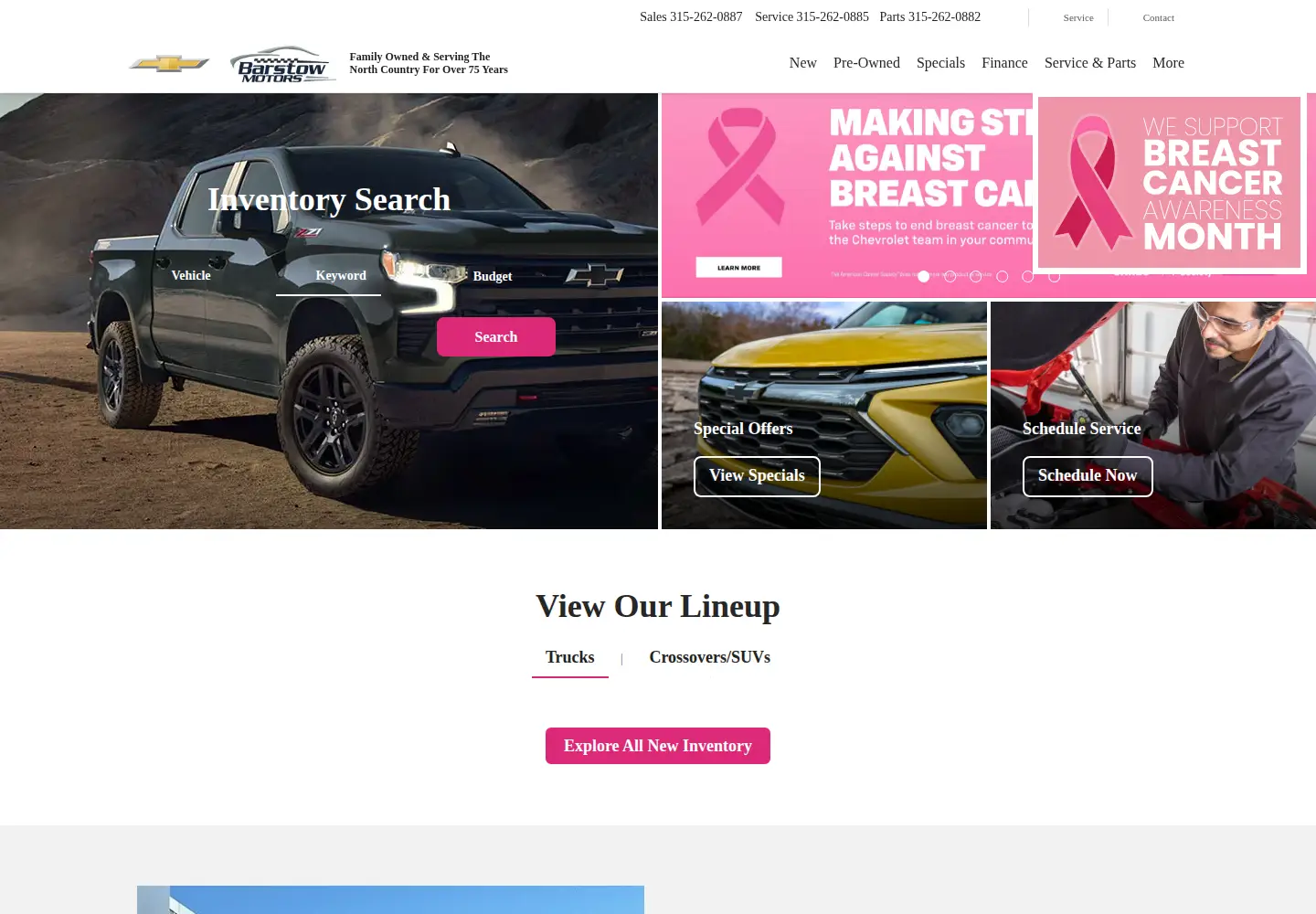Captured homepage of barstowmotors.com in the current scan