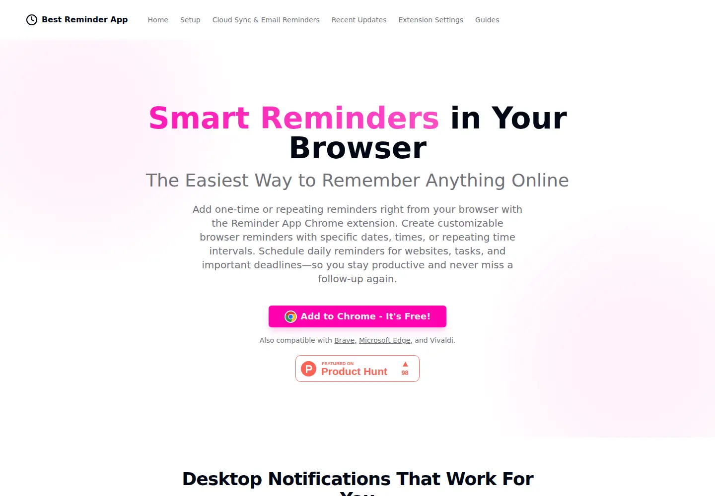 Screenshot of bestreminderapp.com