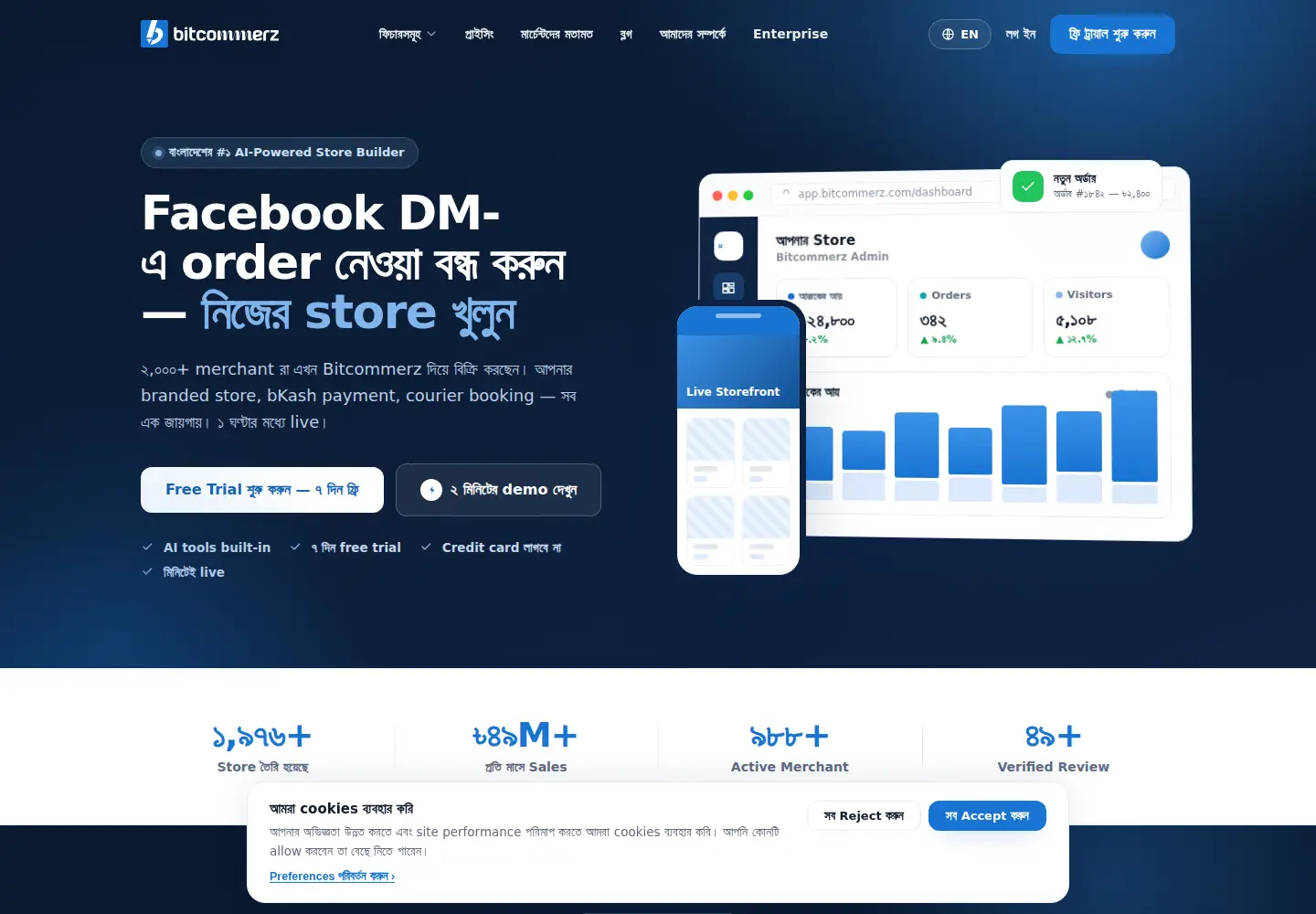 Screenshot of bitcommerz.com