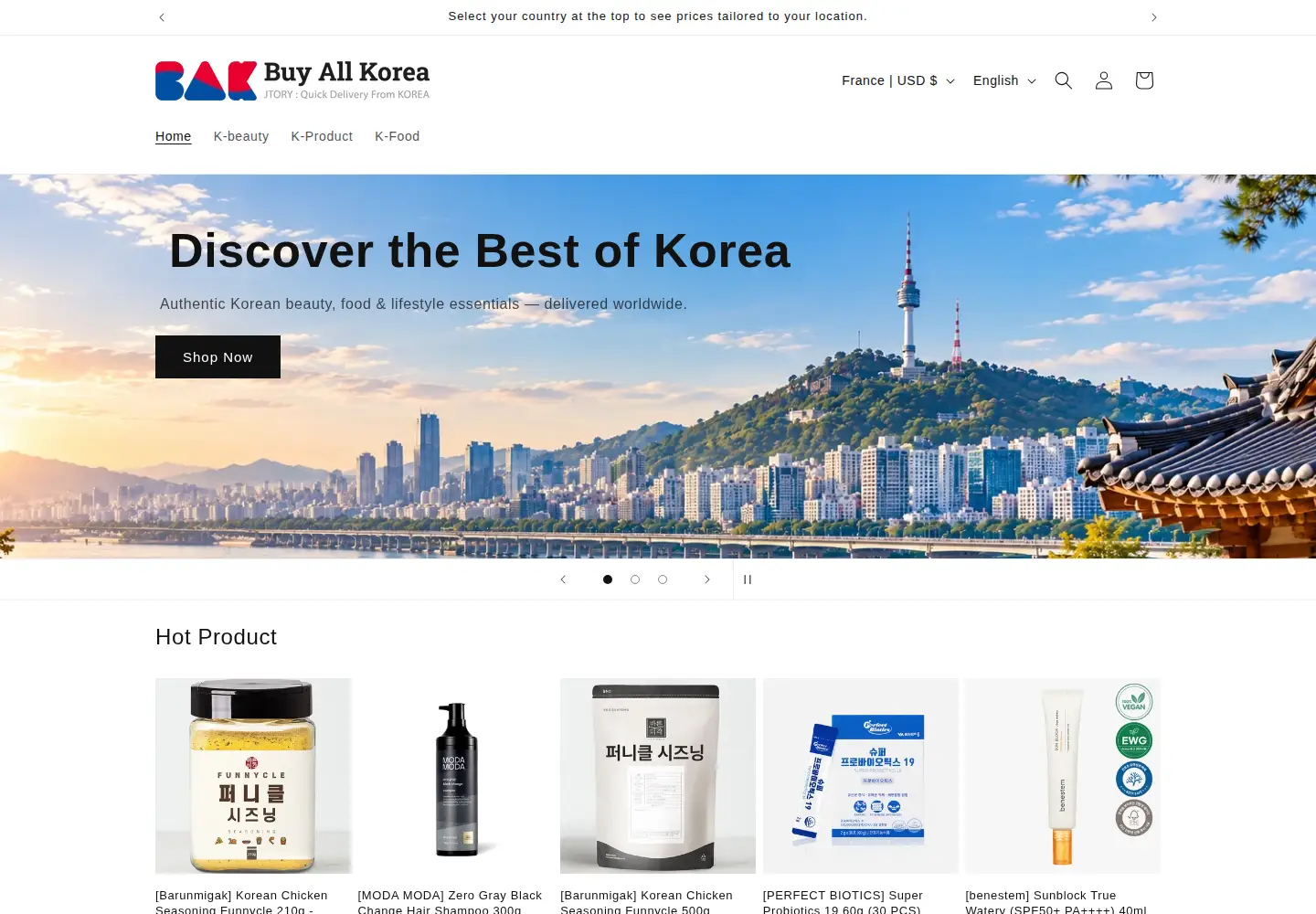 Captured homepage of buyallkorea.com in the current scan