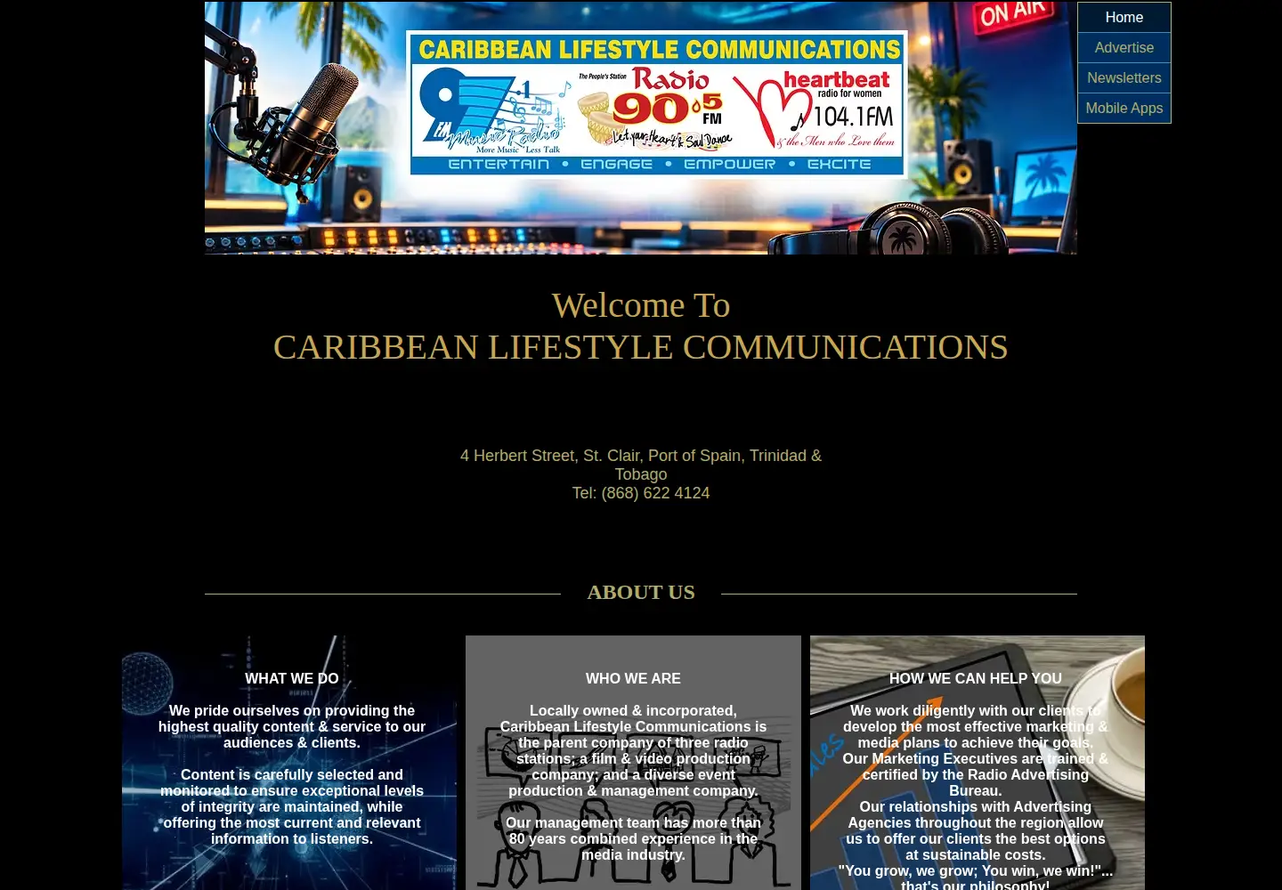 Screenshot of caribbeanlifestylecommunications.com