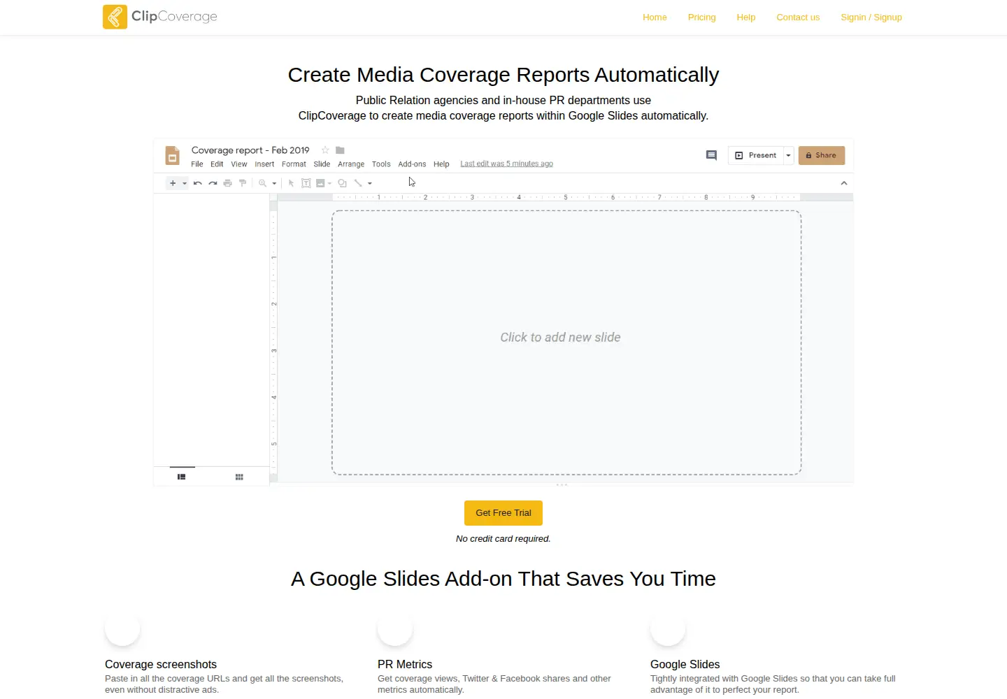 Captured homepage of clipcoverage.com in the current scan