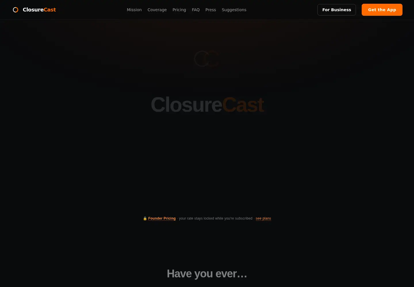 Screenshot of closurecast.com