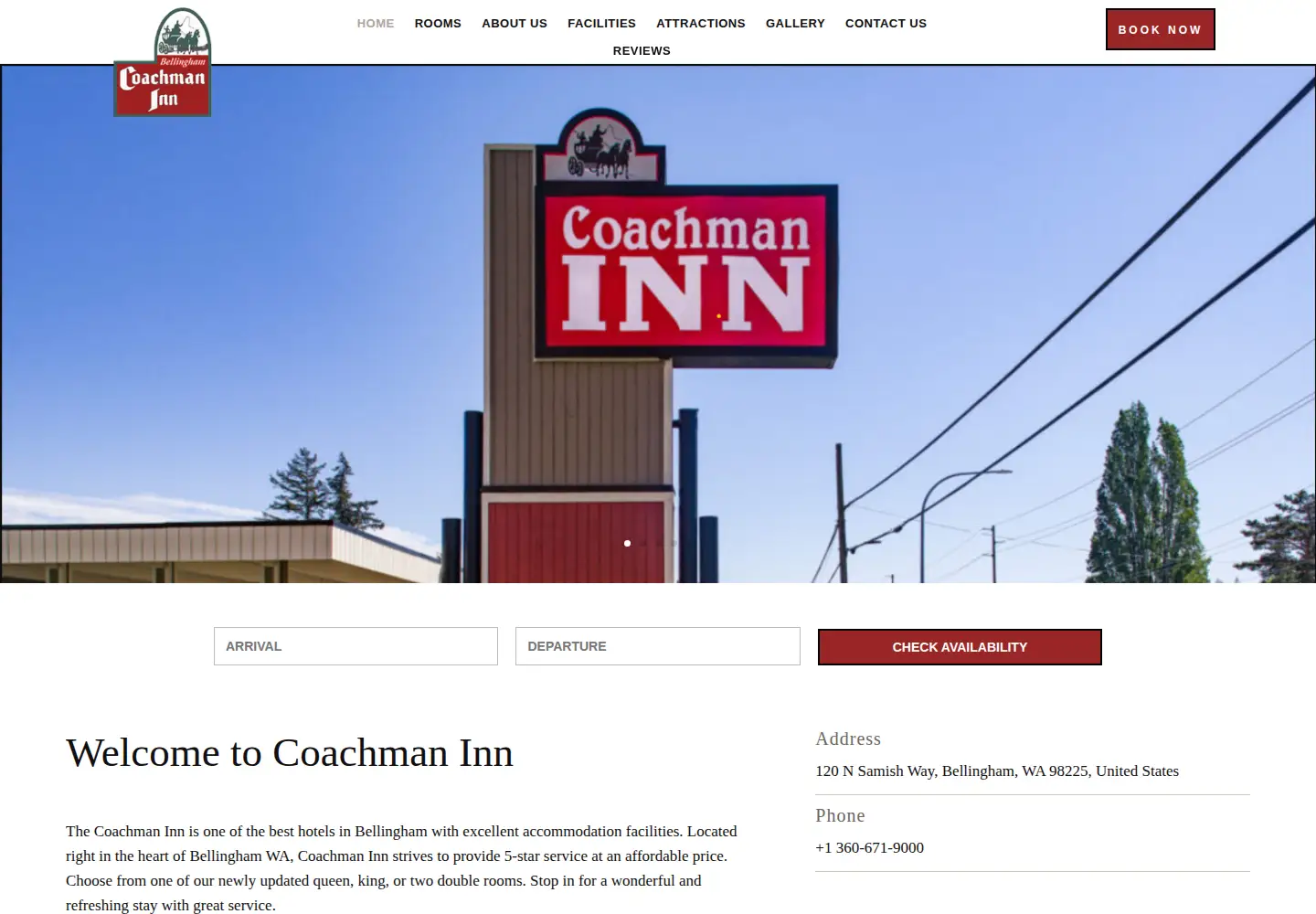 Screenshot of coachmaninnmotel.com