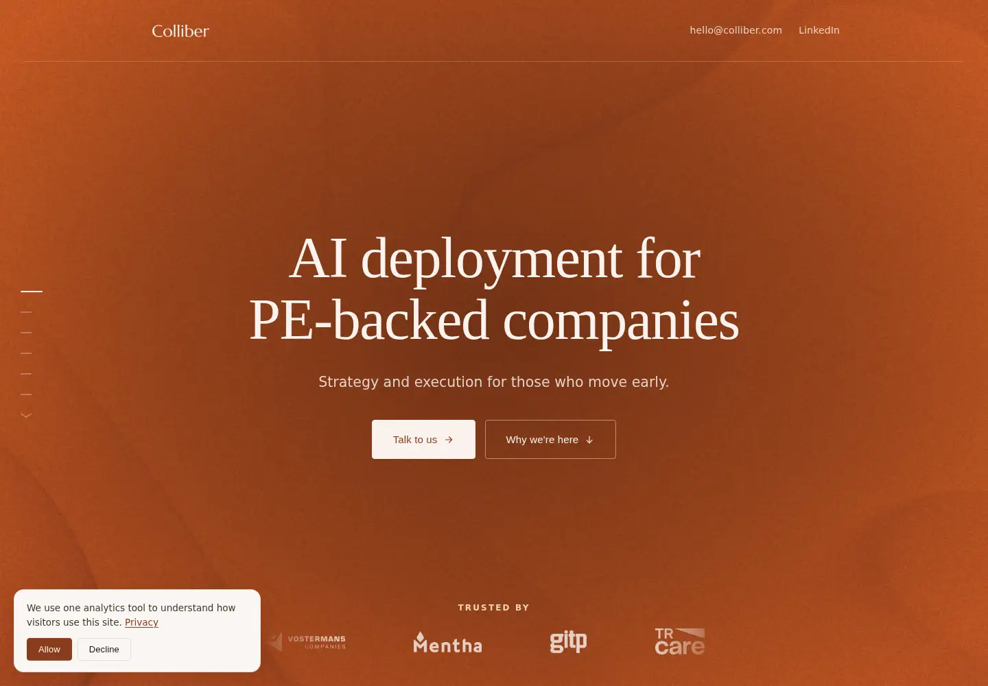 Captured homepage of colliber.com in the current scan