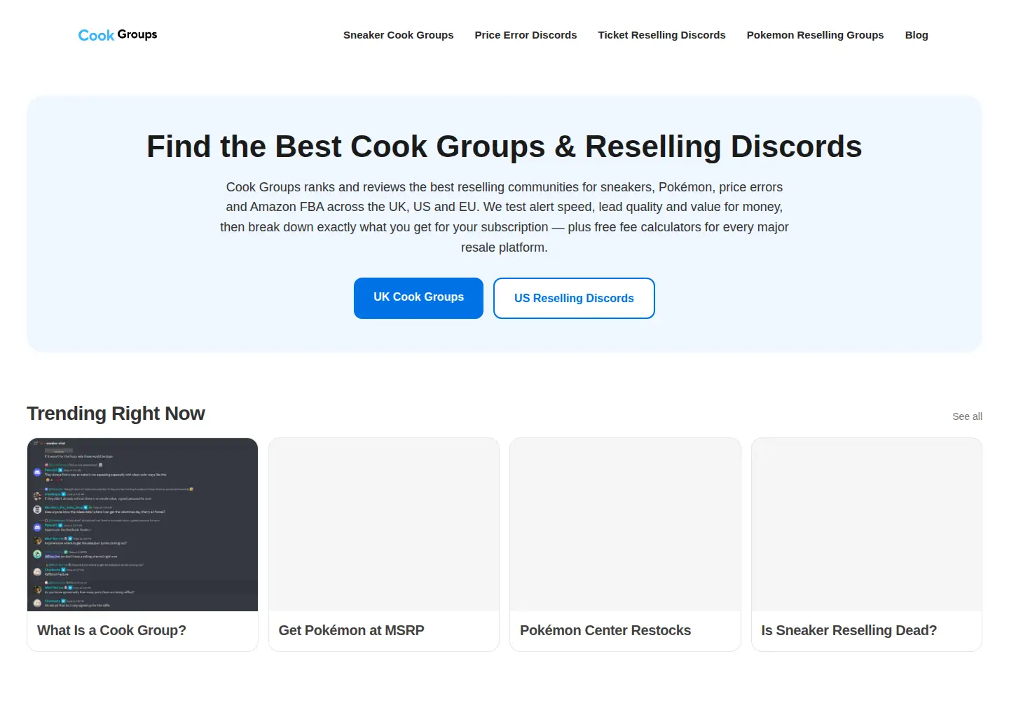 Captured homepage of cook-groups.com in the current scan