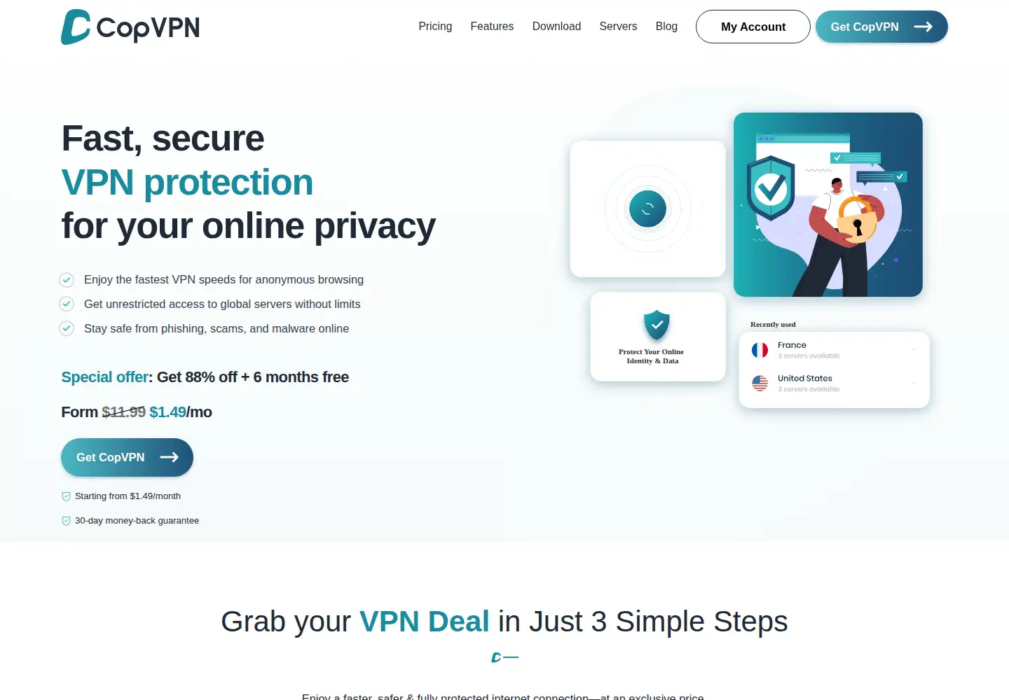 Captured homepage of copvpn.com in the current scan