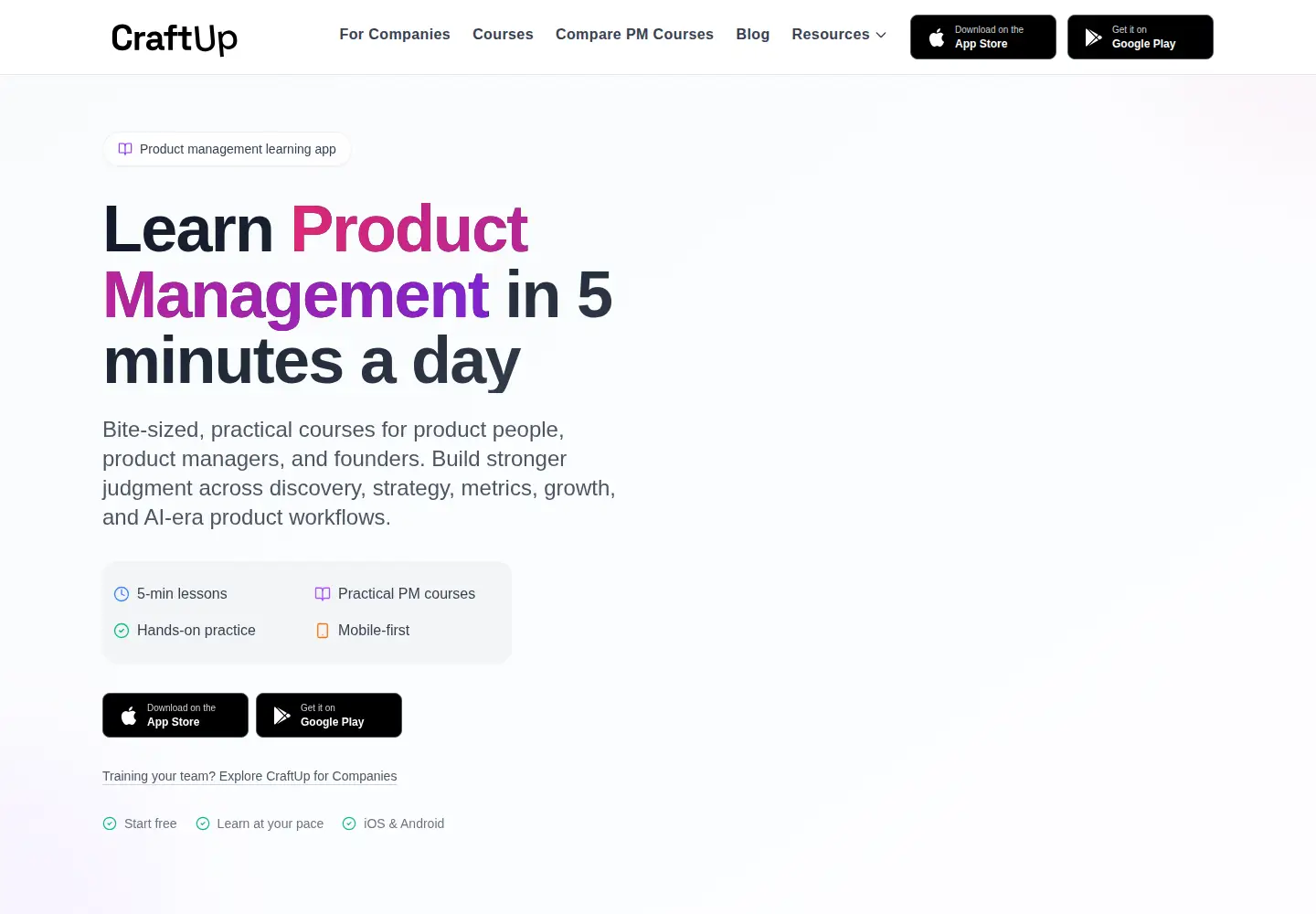 Screenshot of craftuplearn.com