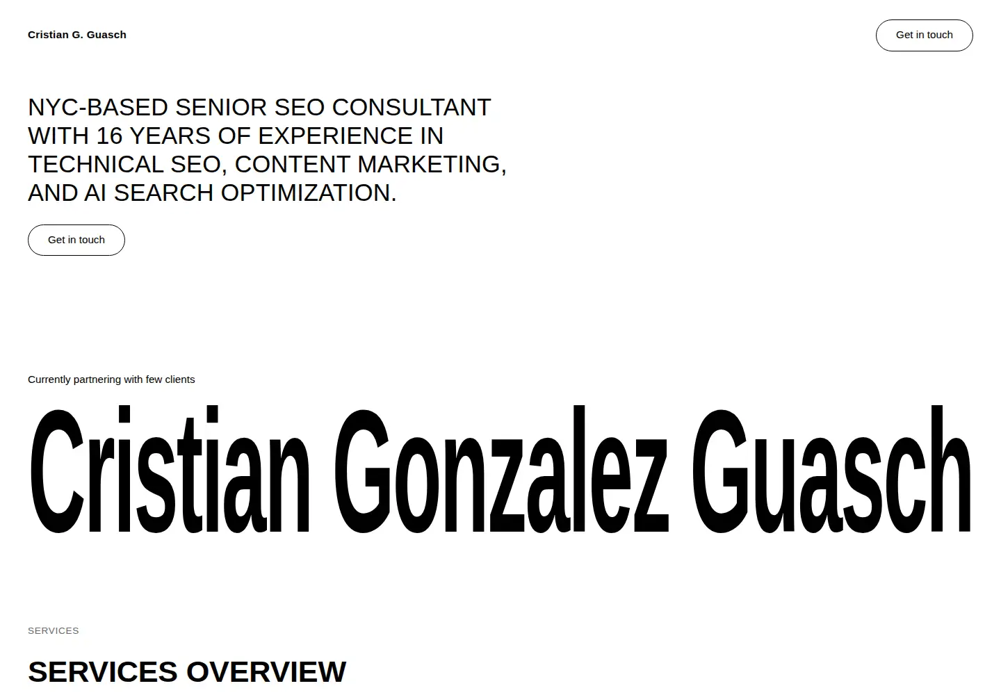 Captured homepage of cristianguasch.com in the current scan