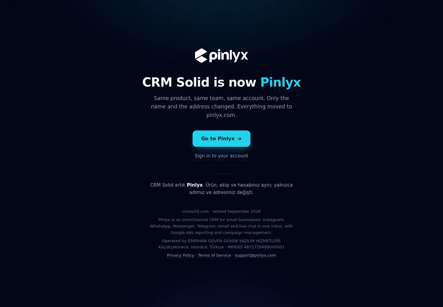 Captured homepage of crmsolid.com in the current scan
