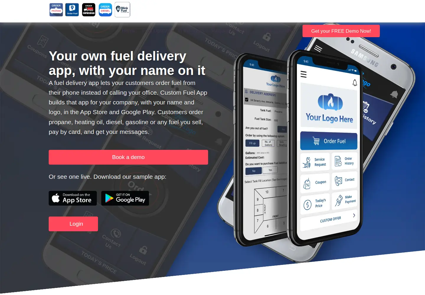 Captured homepage of customfuelapp.com in the current scan