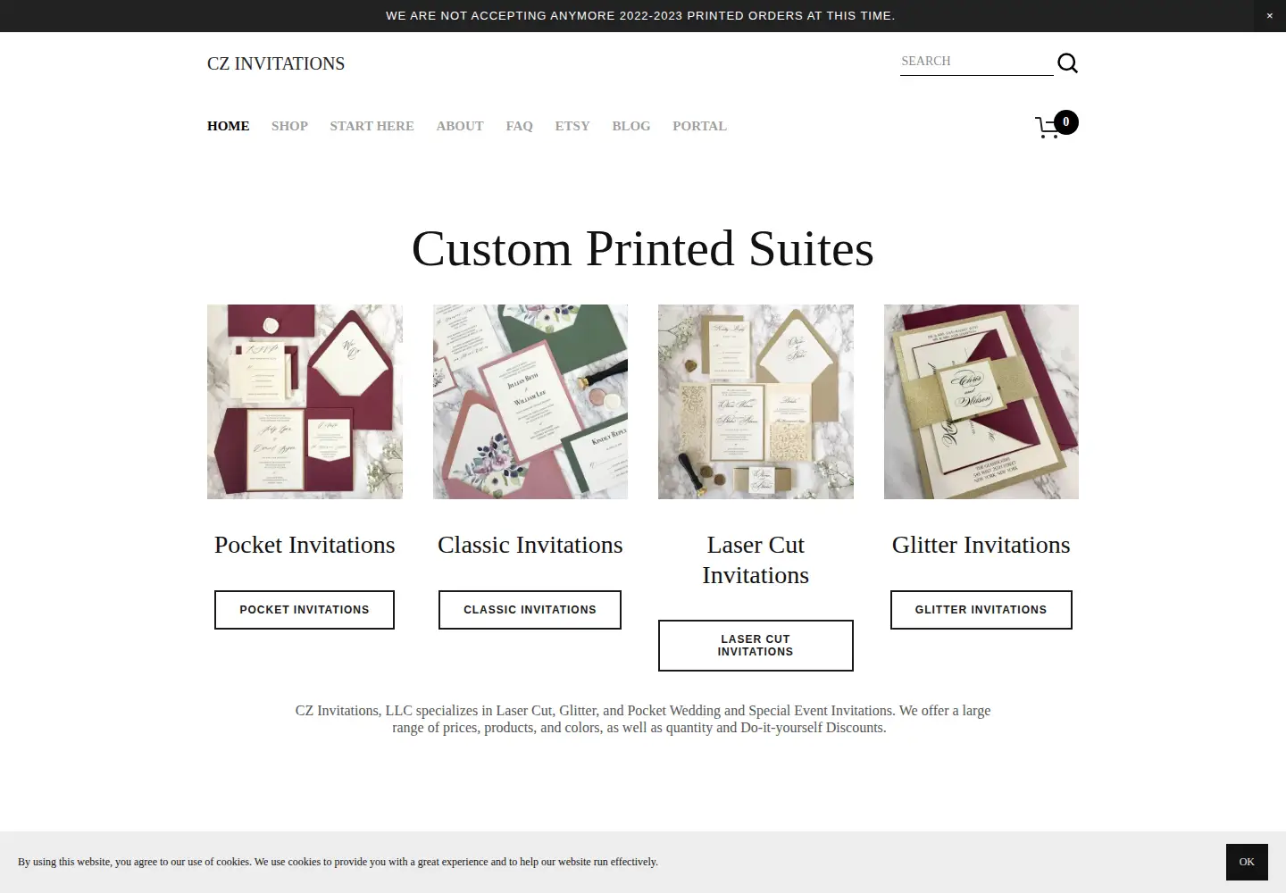 Screenshot of czinvitations.com