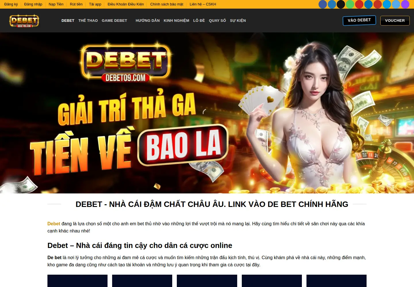 Captured homepage of debet09.com in the current scan
