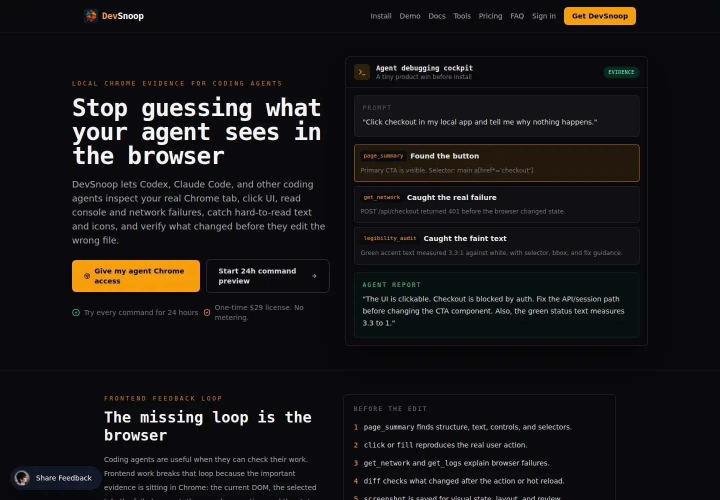 Screenshot of devsnoop.com