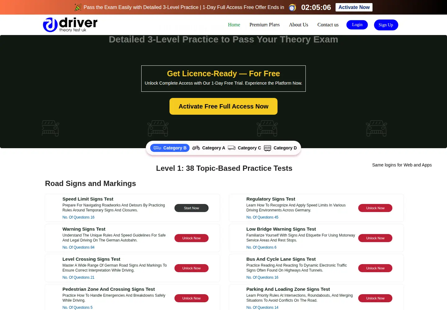 Captured homepage of drivertheorytest.com in the current scan