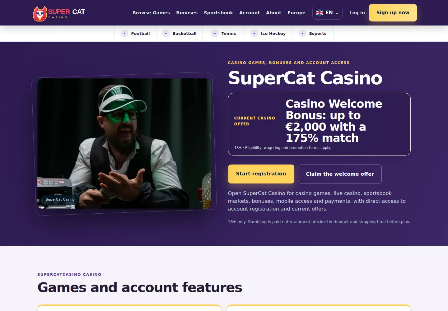 Screenshot of supercatcasino.eu