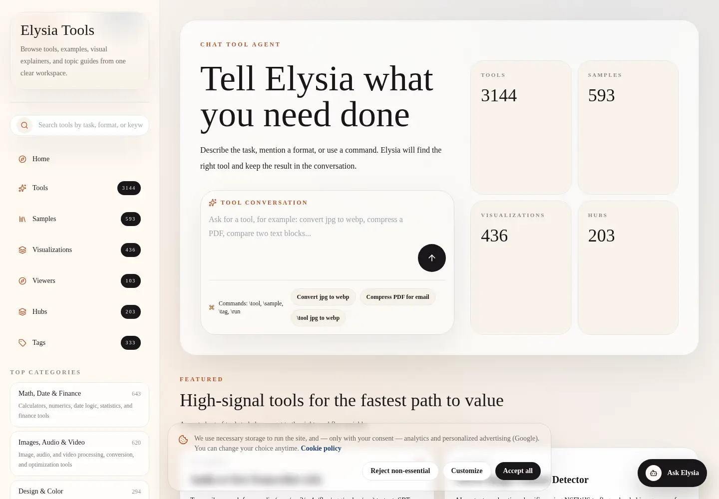 Screenshot of elysiatools.com