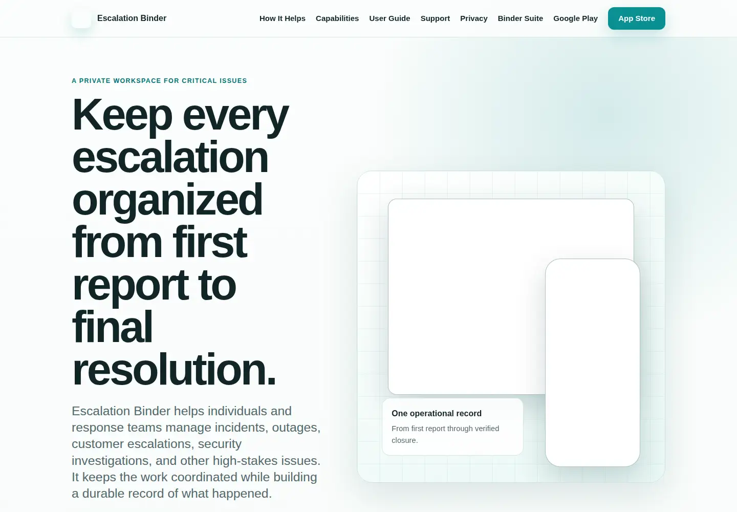 Screenshot of escalationbinder.com