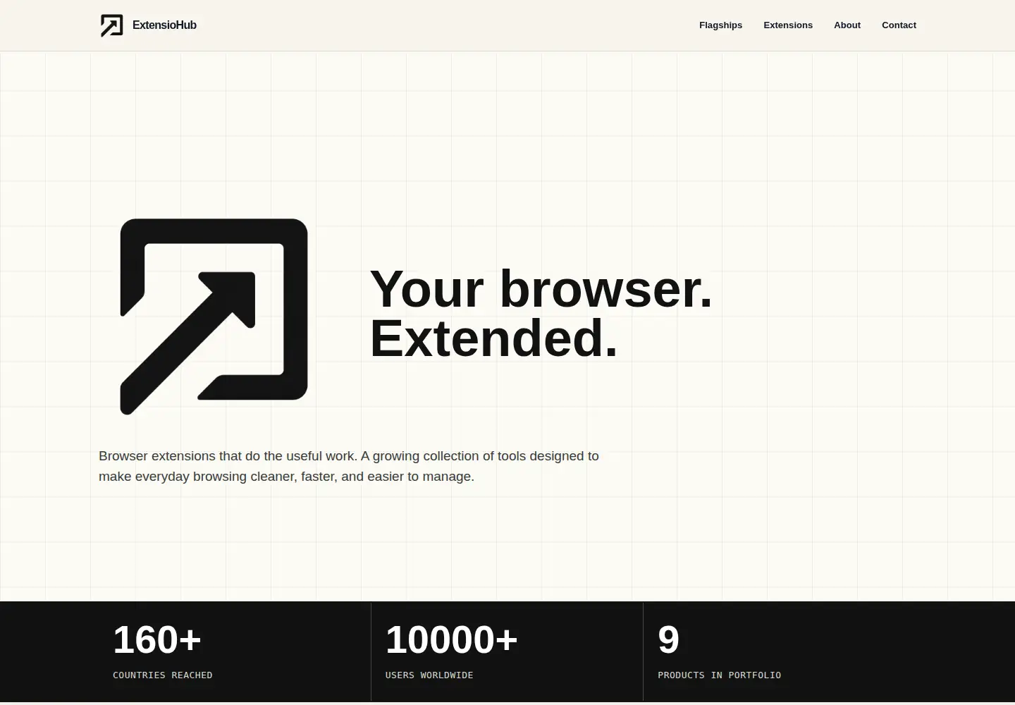 Captured homepage of extensiohub.com in the current scan